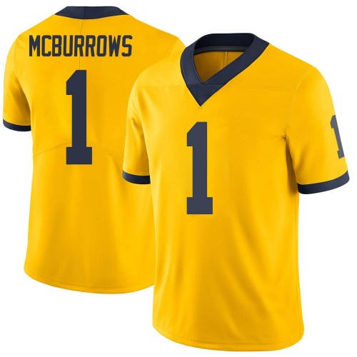 JaDen Mcburrows Michigan Wolverines Men's NCAA #1 Maize Limited Brand Jordan College Stitched Football Jersey FWJ2654TC